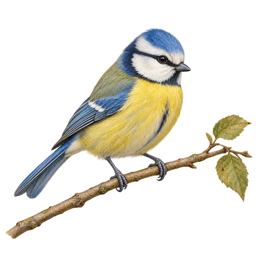 Illustrated Eurasian blue tit