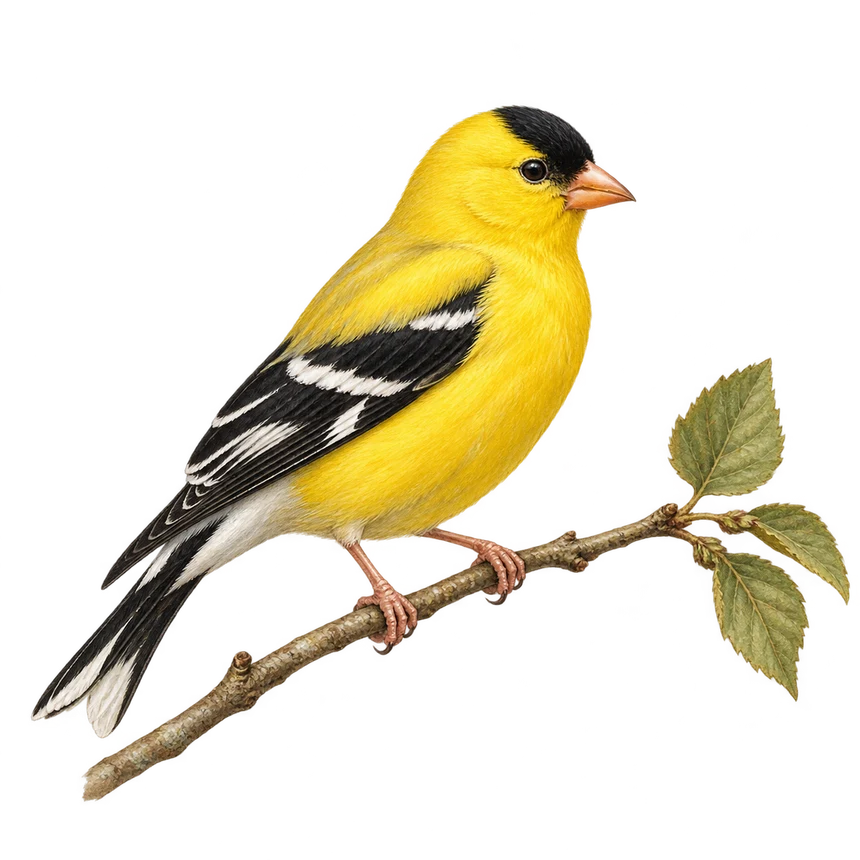 Illustrated American goldfinch